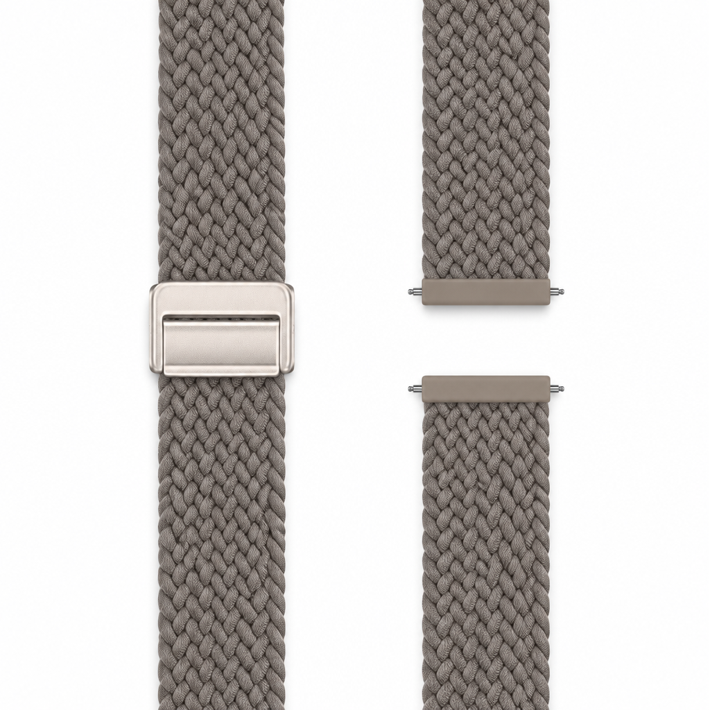 LunaPro Armband geflochten Taupe, Detailansicht mit Magnetverschluss