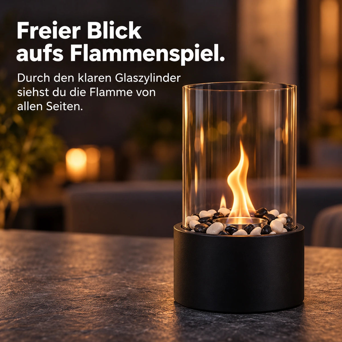 Freier Blick aufs Flammenspiel.