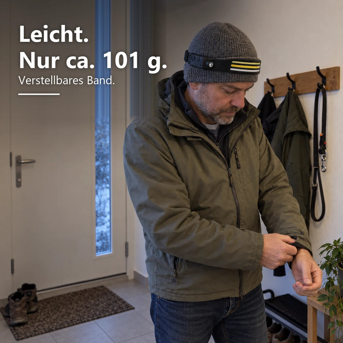 Leicht: LeuchtPro wiegt ca. 101 g, das Kopfband ist verstellbar
