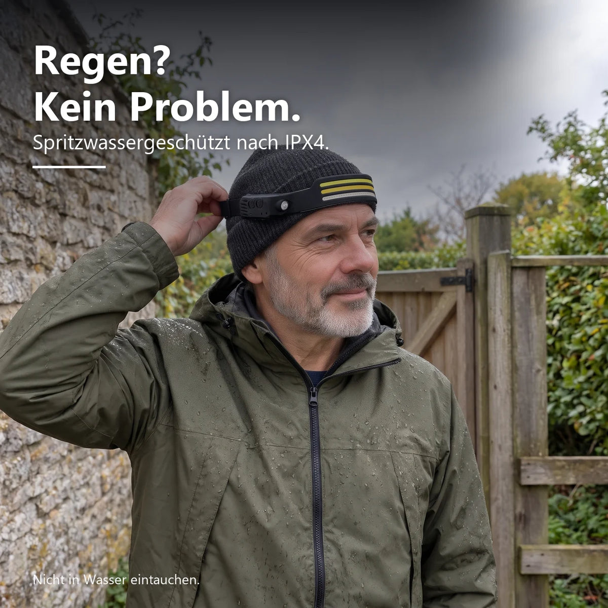 Regen? Kein Problem: LeuchtPro ist spritzwassergeschützt nach IPX4
