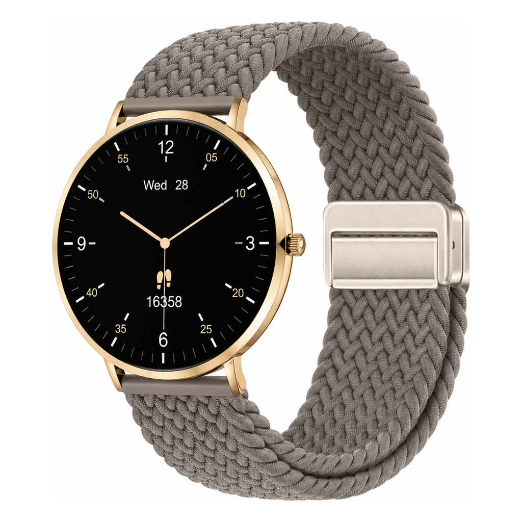 LunaPro Armband geflochten Taupe an LunaPro Gold