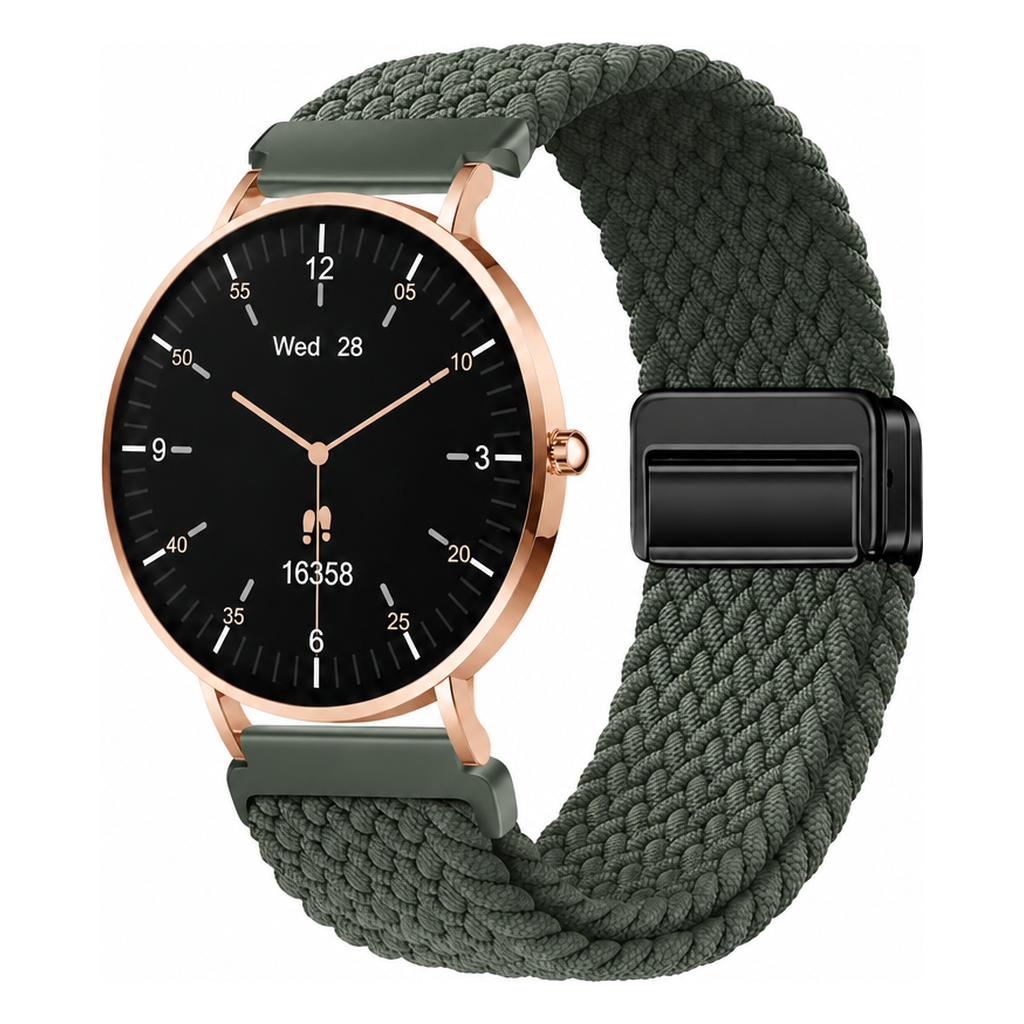 LunaPro Armband geflochten Olivgrün an LunaPro Roségold