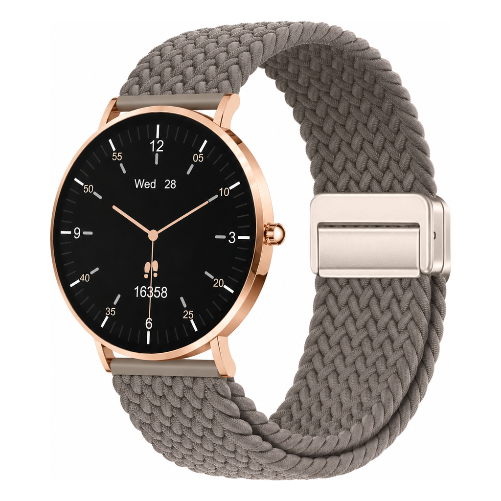 LunaPro Armband geflochten Taupe an LunaPro Roségold