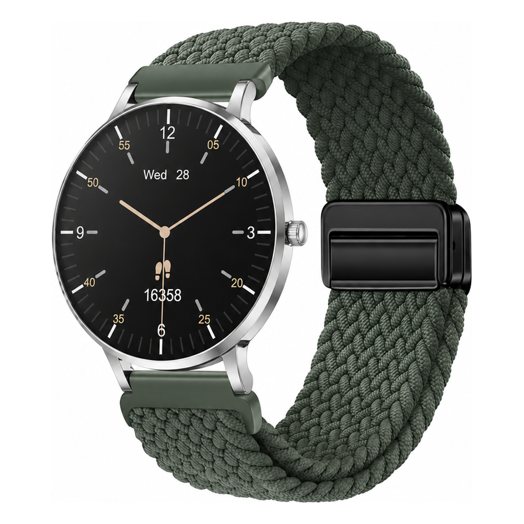 LunaPro Armband geflochten Olivgrün an LunaPro Silber