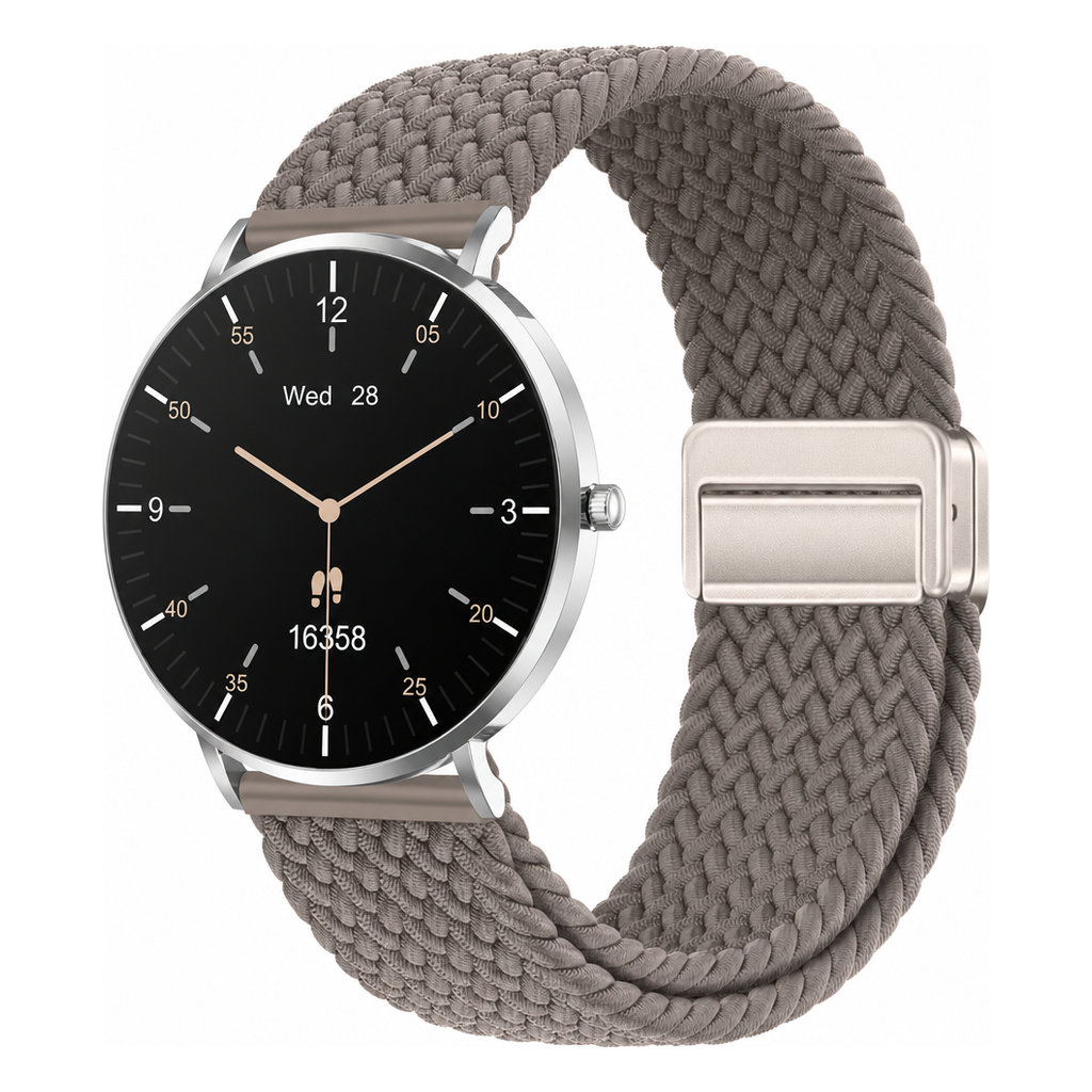LunaPro Armband geflochten Taupe an LunaPro Silber