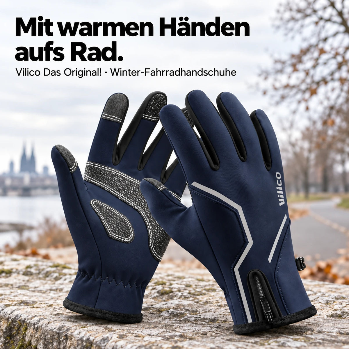 Navyblaues Vilico-Handschuhpaar für kalte Tage