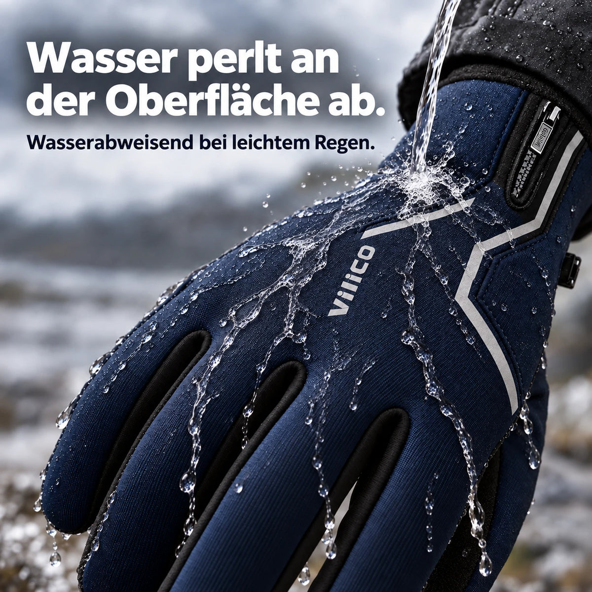 Wasserperlen auf der wasserabweisenden Vilico-Oberfläche
